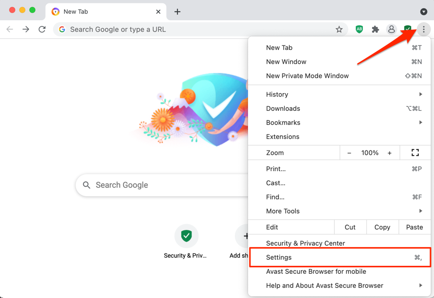 Turn Off Avast Secure Browser Startup Option